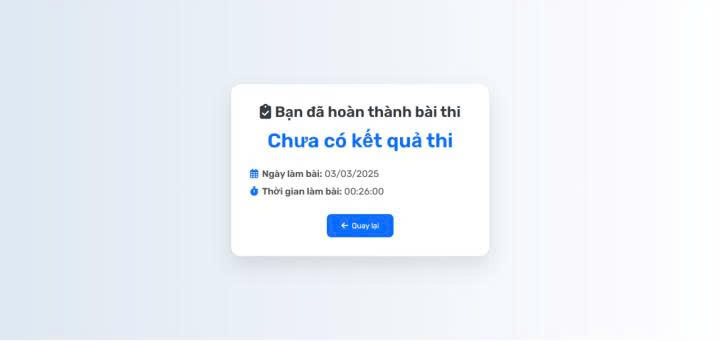 Thông báo hoàn thành bài thi / Chưa có kết quả thi